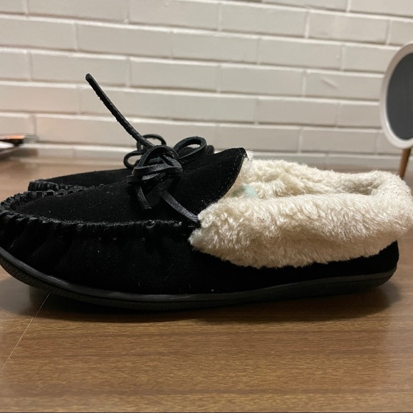 Minnetonka Women's Tabby Folded Trapper Slipper Black | sz 5 - Picture 2 of 5